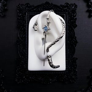 Handmade Gothic Snake Ear Wrap, Serpent Crawler Earring, Dark