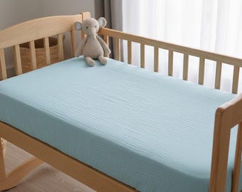 Sábana ajustable de muselina orgánica para cuna - Algodón suave y transpirable