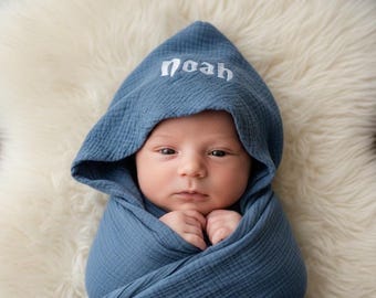 Kapuzenhandtuch mit Name, personalisiertes Badetuch, Geschenk für Neugeborene