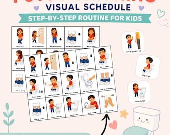 Potty Training Visual Schedule, Step-by-Step Routine Cards (Editable PDF)