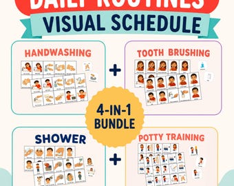 Daily Hygiene Visual Schedule Bundle, Handwashing, Tooth Brushing, Shower, Potty Training, Autism Supports for Kids