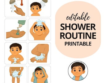 Shower Routine Visual Schedule for Kids | Autism Bathroom Routine | Hygiene Visual Cards | Shower Social Story | Bathroom Visual Supports