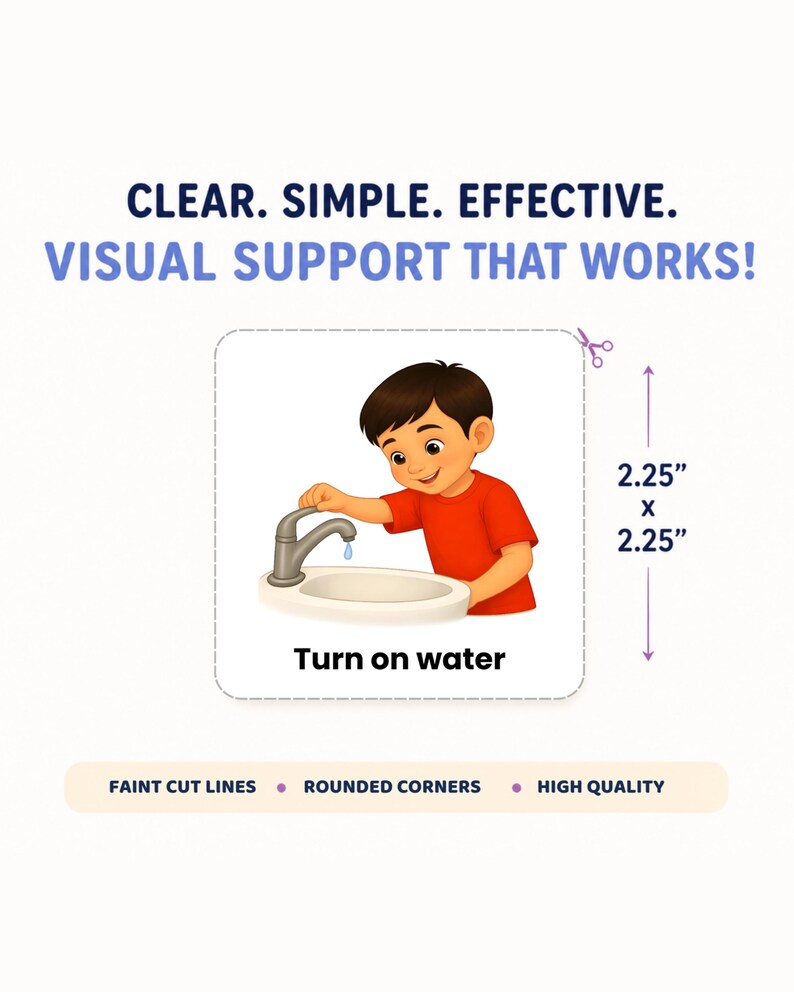 Hand Washing Visuals for Kids, Autism and Preschool, Hygiene Routine ...