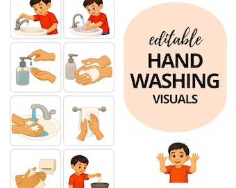 Imágenes para el lavado de manos para niños, autismo y preescolar, tarjetas de rutina de higiene (PDF)