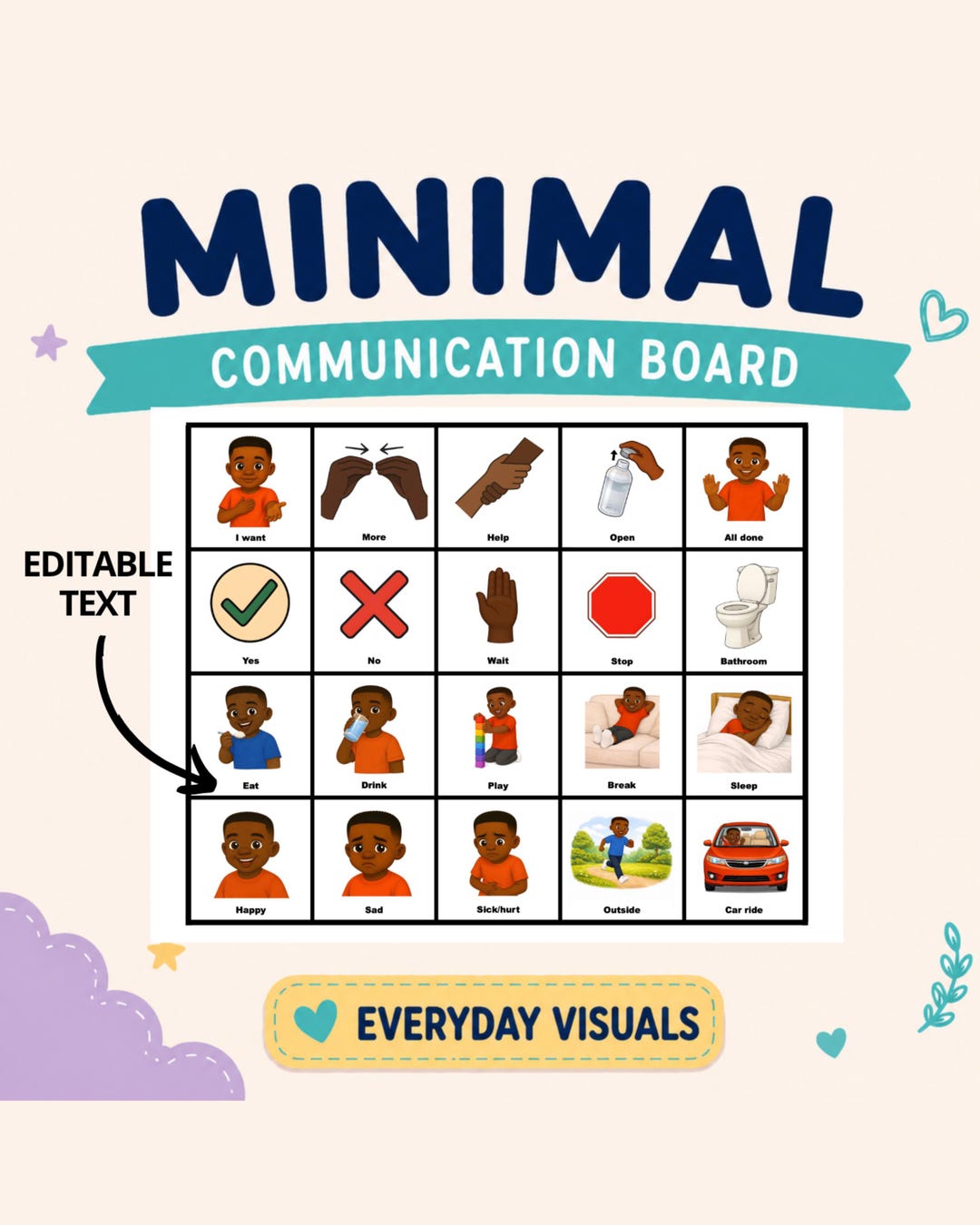 Communication Board, Everyday Visuals, Autism Speech Support, Non ...