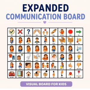 Expanded Communication Board for Autism, AAC Visual Support Printable, Non Verbal Speech Delay, Core Words and Needs Board