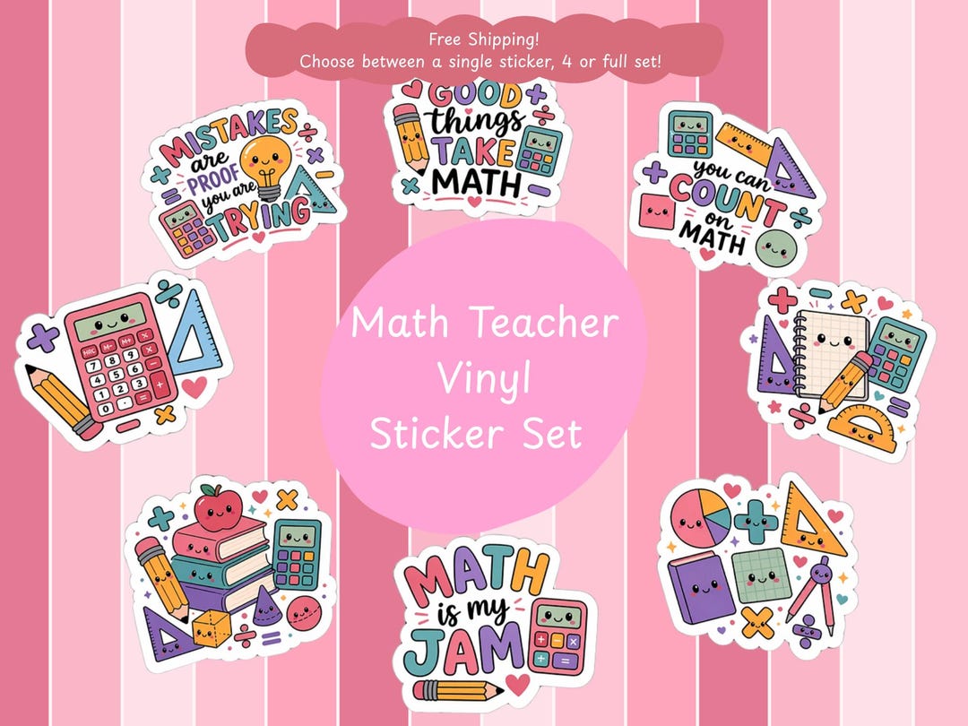 Math Teacher Sticker Set | 8 Cute Vinyl Stickers for Teachers | Teacher ...