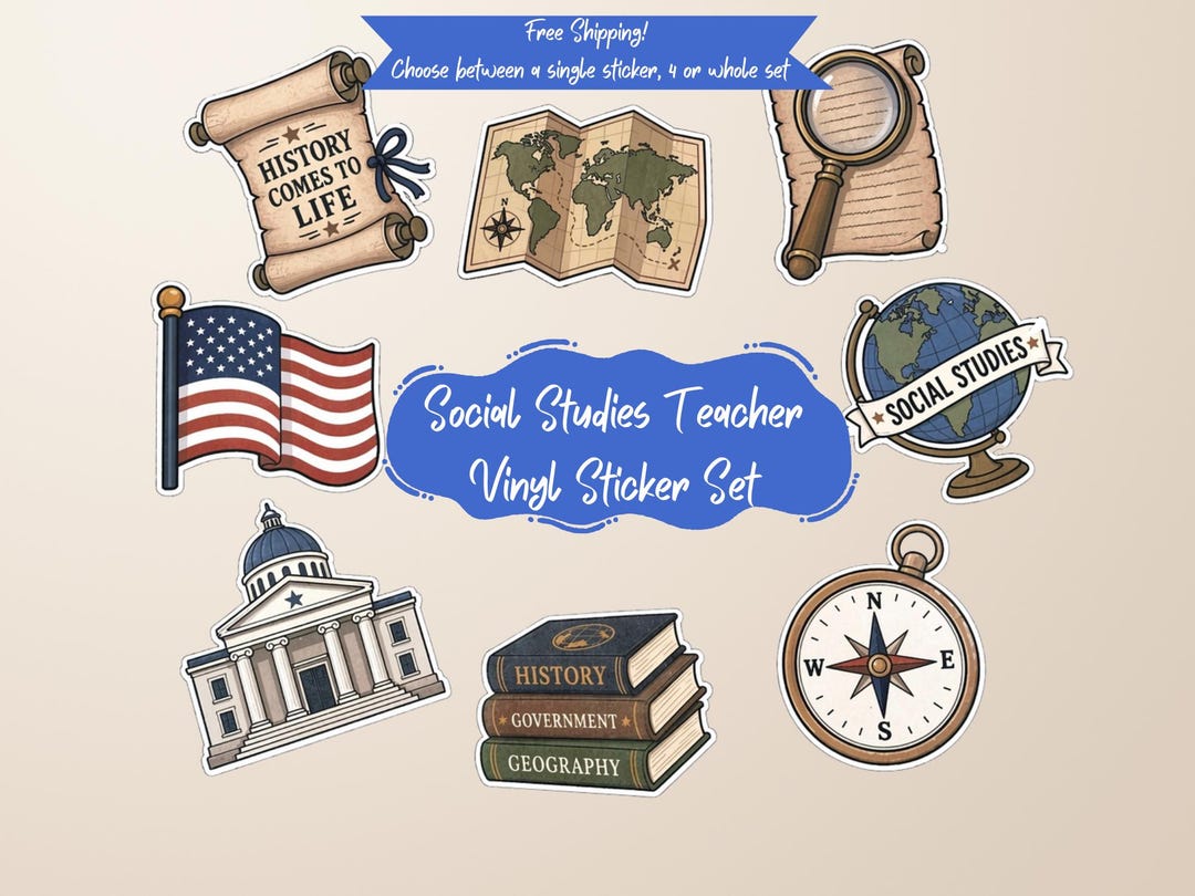 Social Studies Teacher Sticker Set | Vintage Classroom Vinyl Stickers ...
