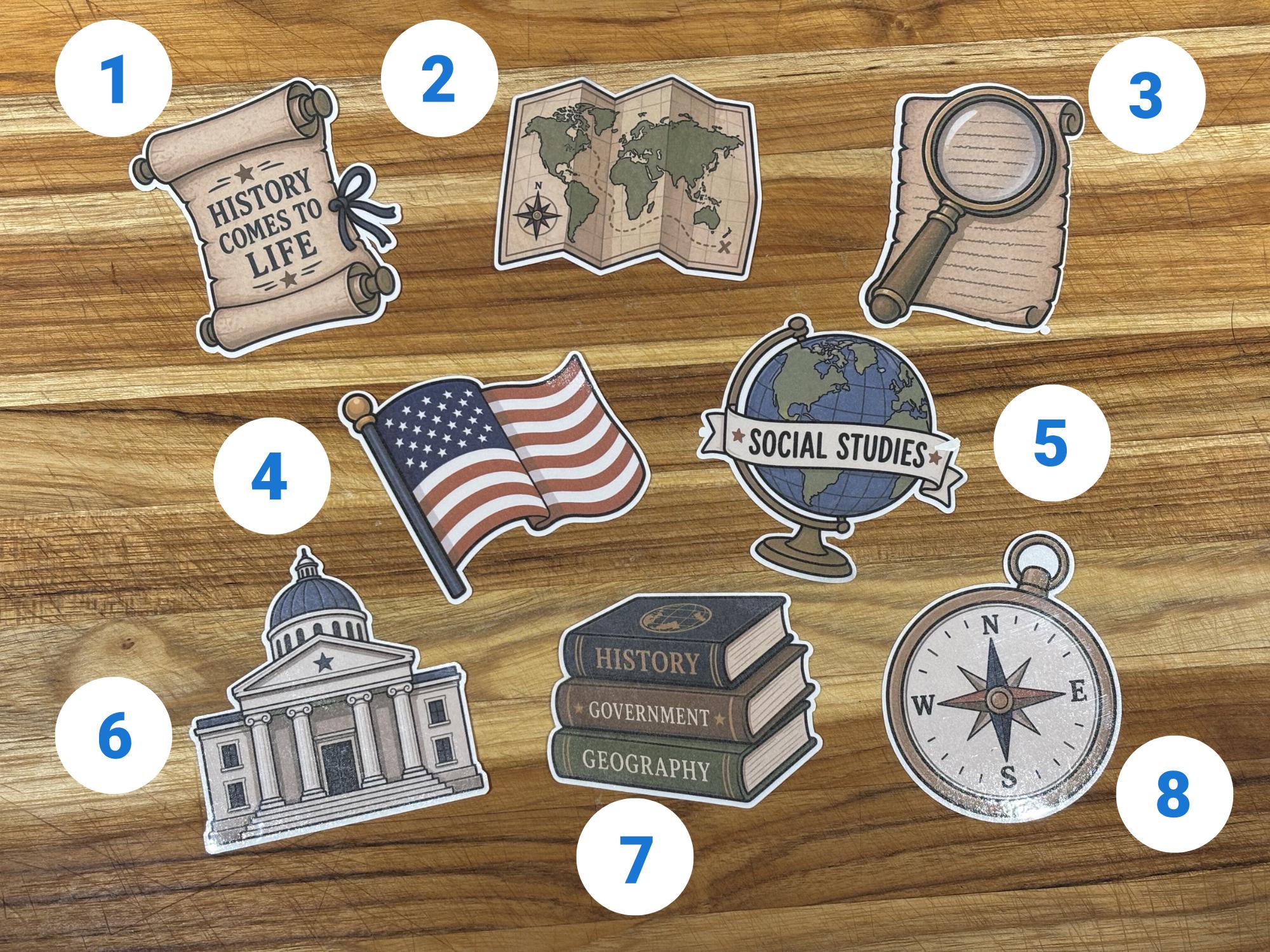 Social Studies Teacher Sticker Set | Vintage Classroom Vinyl Stickers ...
