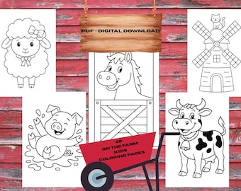 On the Farm Coloring Book for Kids, 20 Pages, Printable PDF