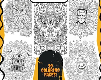 20 Enchanting Halloween Mandala Coloring Pages For Adults - Spooky Digital Download Bundle