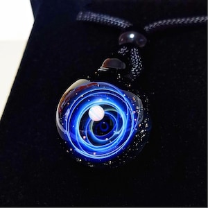 Galaxy Glass Sphere Pendant Necklace: Handmade Universe Orb Jewelry, Romantic Space Jewelry Gift, Celestial Statement Necklace