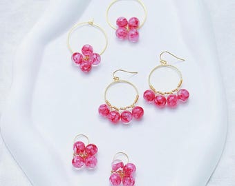 Handmade Cherry Blossoms Earrings: Made of Real Cherry Blossoms Petals, Drop-style Design, Nature Inspired Jewelry, Garden Wedding Gift