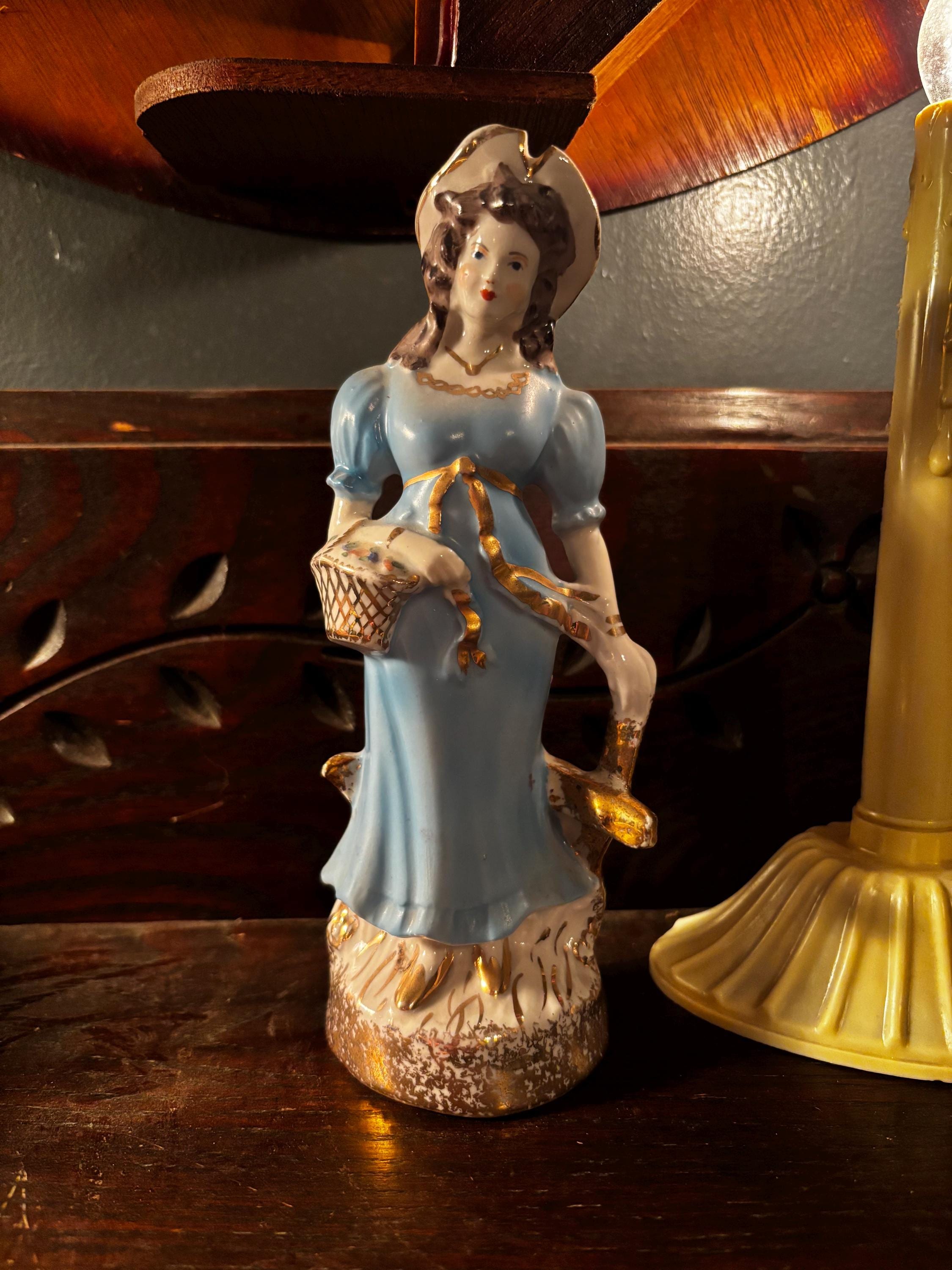 Eton, Vintage 1940s? Eton China Women In Prairie Dress Figurine 7in