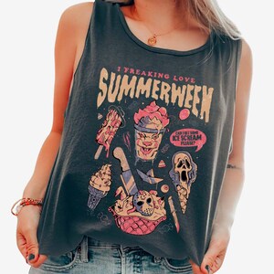 Vintage I Freaking Love Summerween Shirt, Halloween In Summer Tank Top, Halloween Horror Movie T-Shirt