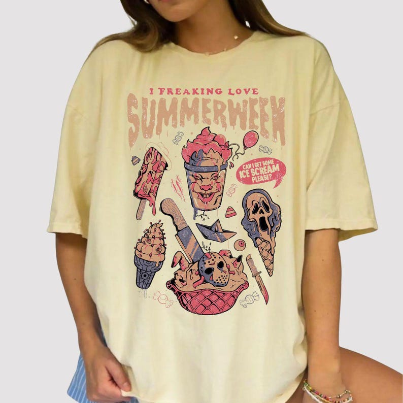Vintage I Freaking Love Summerween Shirt, Halloween In Summer Tank Top, Halloween Horror Movie T-Shirt