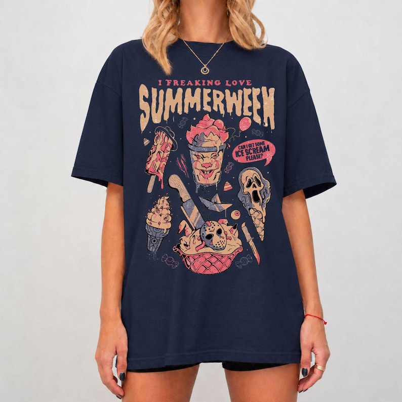 Vintage I Freaking Love Summerween Shirt, Halloween In Summer Tank Top, Halloween Horror Movie T-Shirt