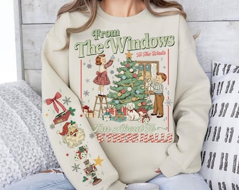 Vintage From The Windows to the Walls I'm About to Deck These Halls Sweatshirt, Funny Christmas Shirt, Retro Christmas Hoodie
