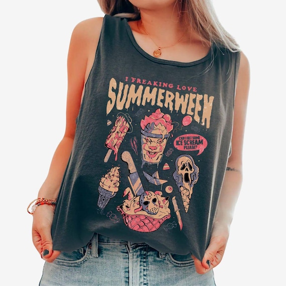 Vintage I Freaking Love Summerween Shirt, Halloween In Summer Tank Top, Halloween Horror Movie T-Shirt