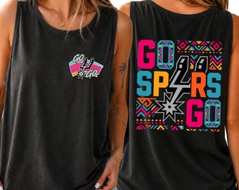 Spurs Vintage Comfort Colors Tank Top, San Antonio Basketball Game Day Jersey Tank