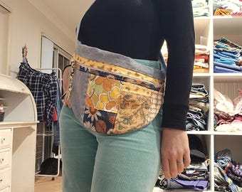 Up cycled, patchwork, denim bum bag.