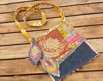 Upcycled happy hippie bag