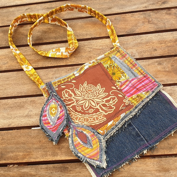 Upcycled happy hippie bag