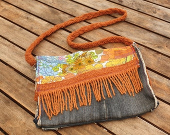 Upcycled happy hippie bag