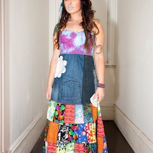 patchwork dress recycled upcycled bohemian babe