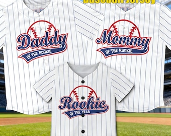 Camiseta de béisbol personalizada para mamá y papá del novato, camiseta personalizada con nombre y número, camiseta de Novato del Año, conjuntos familiares a juego