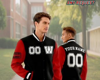 Chaqueta universitaria de béisbol personalizada, chaqueta tipo bomber con nombre, número y logo del equipo bordados, para hombres, mujeres y jóvenes.