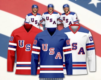 Custom Hockey Jersey Personalized Stitched or Printed Name & Number, USA Hockey Fan Apparel for Men, Women  Kids Youth Uniform
