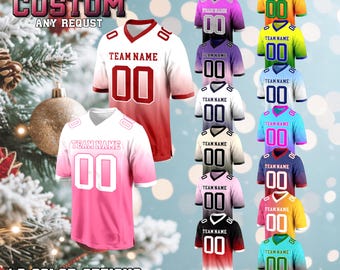 Custom Gradient Football Jersey – Personalized Name, Number and Logo – Embroidered or Printed Uniform – Team, Fan, Couple Gift for Men Women