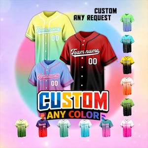 Custom Gradient Baseball Jersey Personalized Name Number Stitched Team Uniform for Men Women Kids Sports