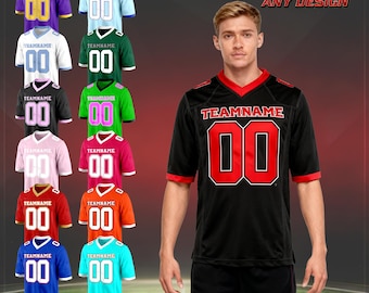 Custom Football Jersey–Embroidered or Printed–Personalized Team Uniform with Name and Number – Sports Jersey for Game, Gift, or Group Orders