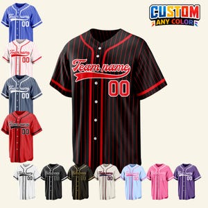 Benutzerdefinierte Nadelstreifen Baseball Jersey, personalisierte genähte oder bedruckte Baseball-Shirt, Cheer Baseball Team Uniform für Männer, Frauen, Kinder & Jugendliche