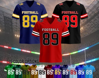 Custom Embroidered Football Jersey Shirt, Personalized Name Number Logo, Adult & Youth Team Uniform, Custom Colors, Stitched or Printed