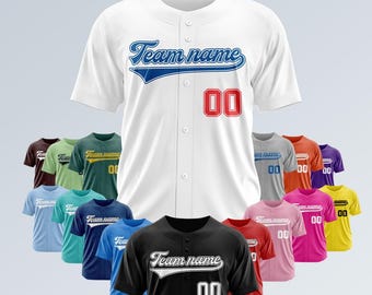 Gepersonaliseerde honkbaltrui Gepersonaliseerde honkbalshirt Genaaid of gedrukte naam en nummer heren dames kinder peuter aangepaste jersey verjaardagscadeau