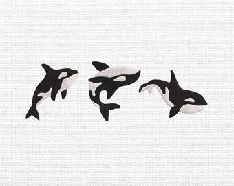 Orca Whales Embroidery Design, Killer Orca Whale Machine Embroidery Files, Digital Download, Orca Fish Machine Pattern