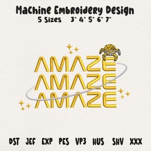 Ricamo Amaze, ricamo a tema spaziale, motivo con citazione di un astronauta, file di ricamo con tipografia moderna