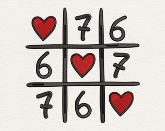 67 Valentine Embroidery Design, Tic Tac Toe Heart Embroidery File, Valentine Trend Gift, Love Game Design, Machine Embroidery Download