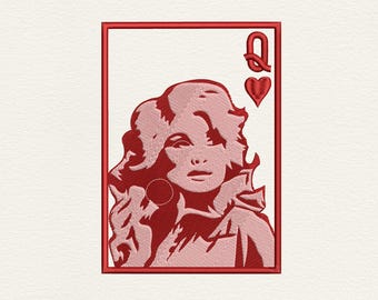 Dolly Queen Of Hearts Embroidery Designs, Dolly Embroidery File, Embroidery Machine, Dolly Embroidery Design, Country Music Embroidery File
