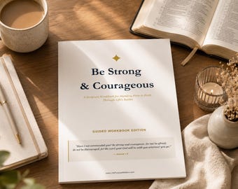 Caderno de Exercícios Cristãos: Seja Forte e Corajoso | Kit Bíblico Imprimível: Do Medo à Fé | Diário de Memorização das Escrituras