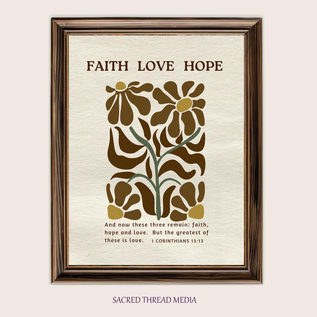 1 Corinthians 13:13 Vintage Scripture Wall Art - Faith Love Hope ...