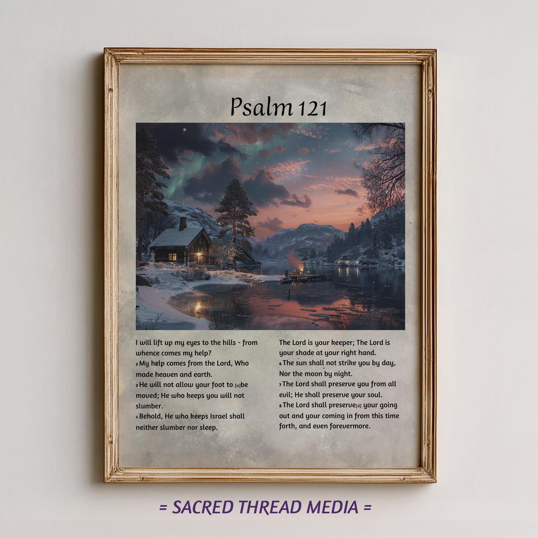 Printable Psalm 121 Art - Vintage Pastoral Landscape - Bible Verse ...