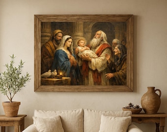 Vintage Jesus Presentation Print – Religious Temple Art, Moody Warm Decor (Digital Download)