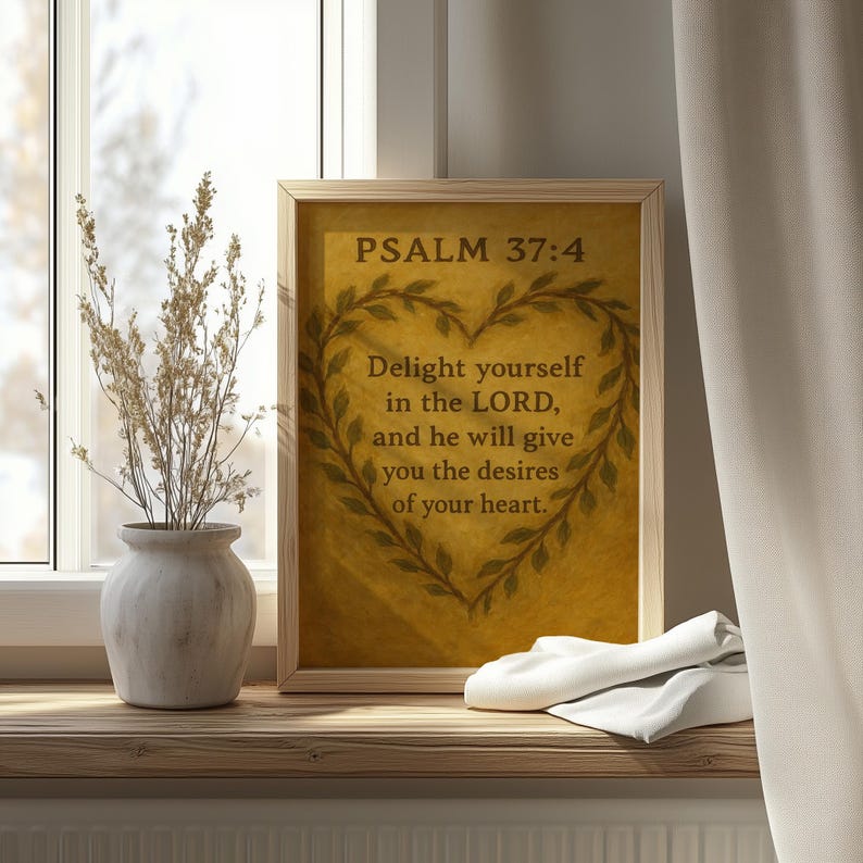 Rustic Scripture Paintings Psalm 37:4 Rustic Heart Wreath Art – Vintage Christian Scripture ...