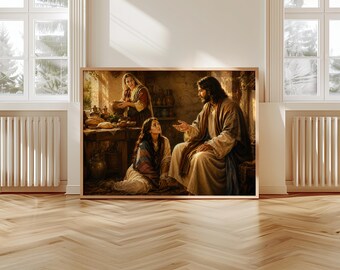 Vintage Biblical Teaching Scene, Warm Religious Wall Art Printable
