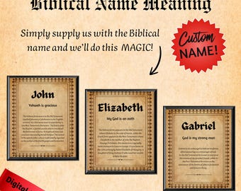 Personalized Biblical Name Meaning Print – Rustic Christian Nursery Decor (Digital Download)