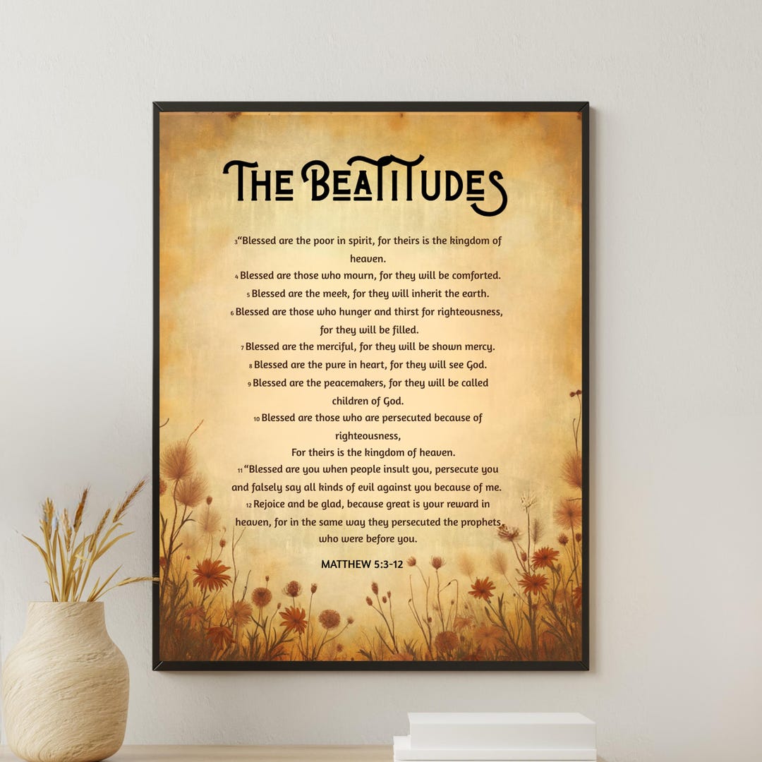 The Beatitudes Scripture Wall Art, Rustic Farmhouse Decor (digital ...